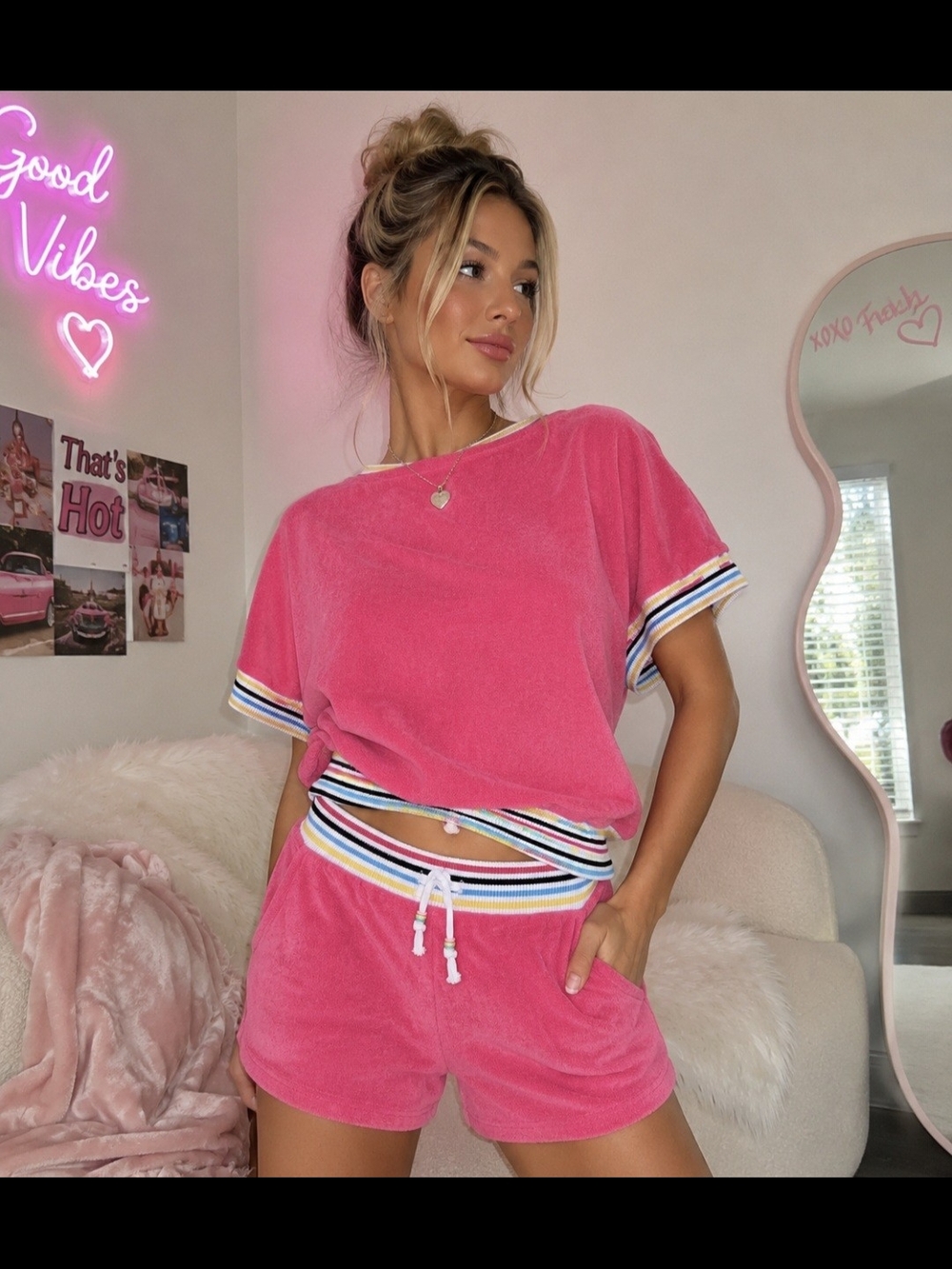 Kyodan Pink Terry Cloth Lounge Set – Y2K Vibes – Fits Medium